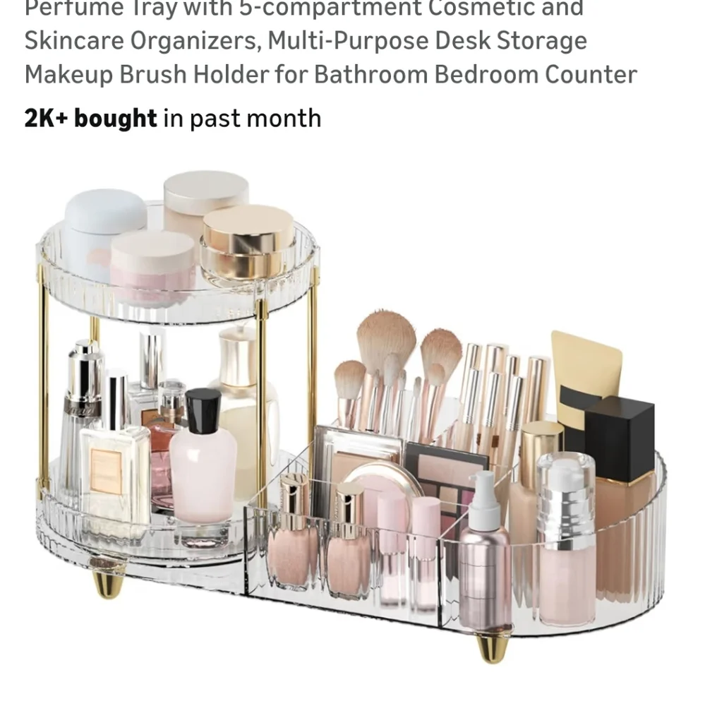 Elegant Gold and Clear Makeup Organizer